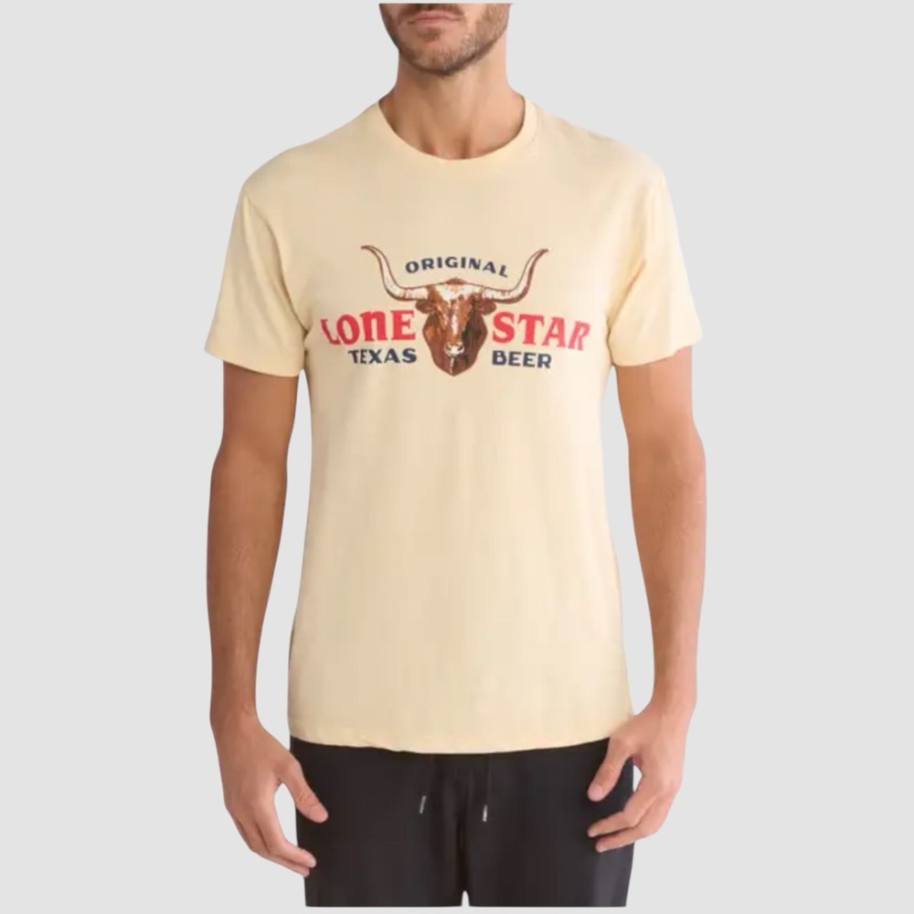 American Needle Cream Lone Star Beer Graphic Print T-Shirt, Small